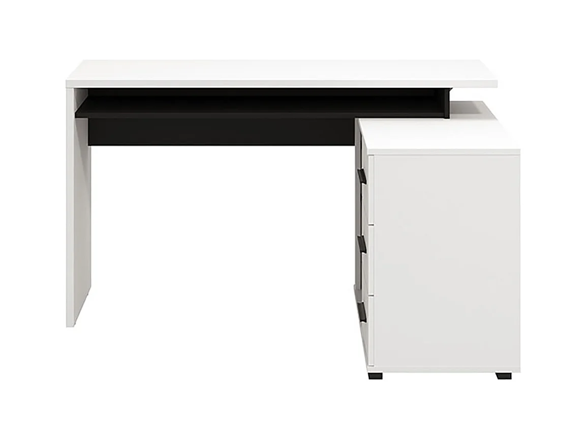 Bureau d'angle avec rangement couleur blanc / noir - Longueur 137,5 x profondeur 101,5 x hauteur 75cm