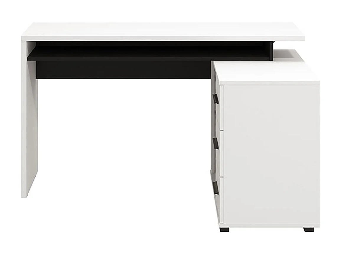 Bureau d'angle avec rangement couleur blanc / noir - Longueur 137,5 x profondeur 101,5 x hauteur 75cm
