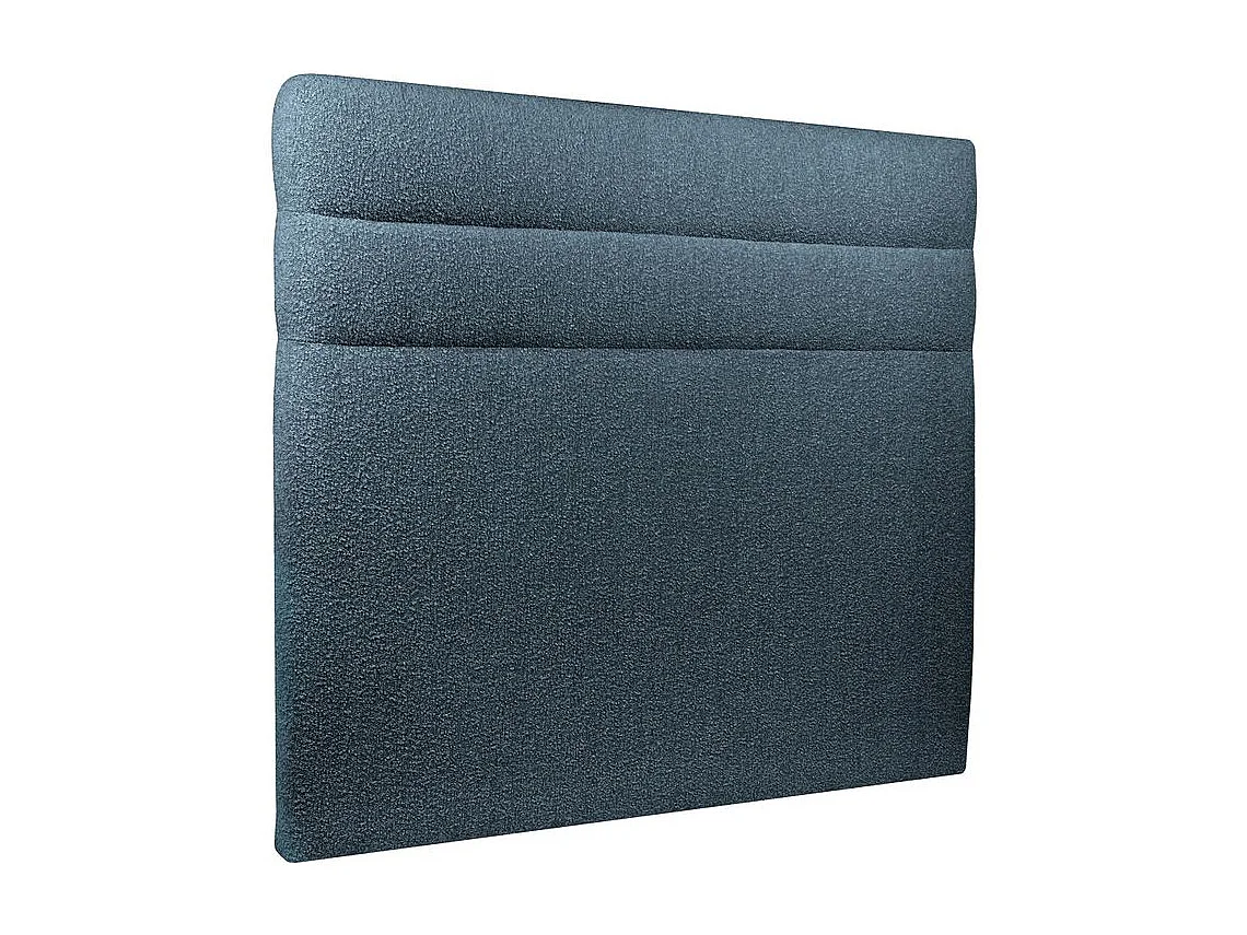 Lit 160x200cm avec tête de lit lignes bouclette et sommier kit Bleu - Hauteur totale : 29cm