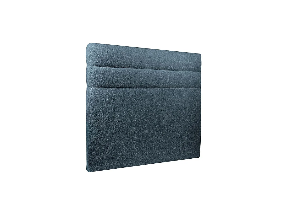 Lit 160x200cm avec tête de lit lignes bouclette et sommier kit Bleu - Hauteur totale : 29cm