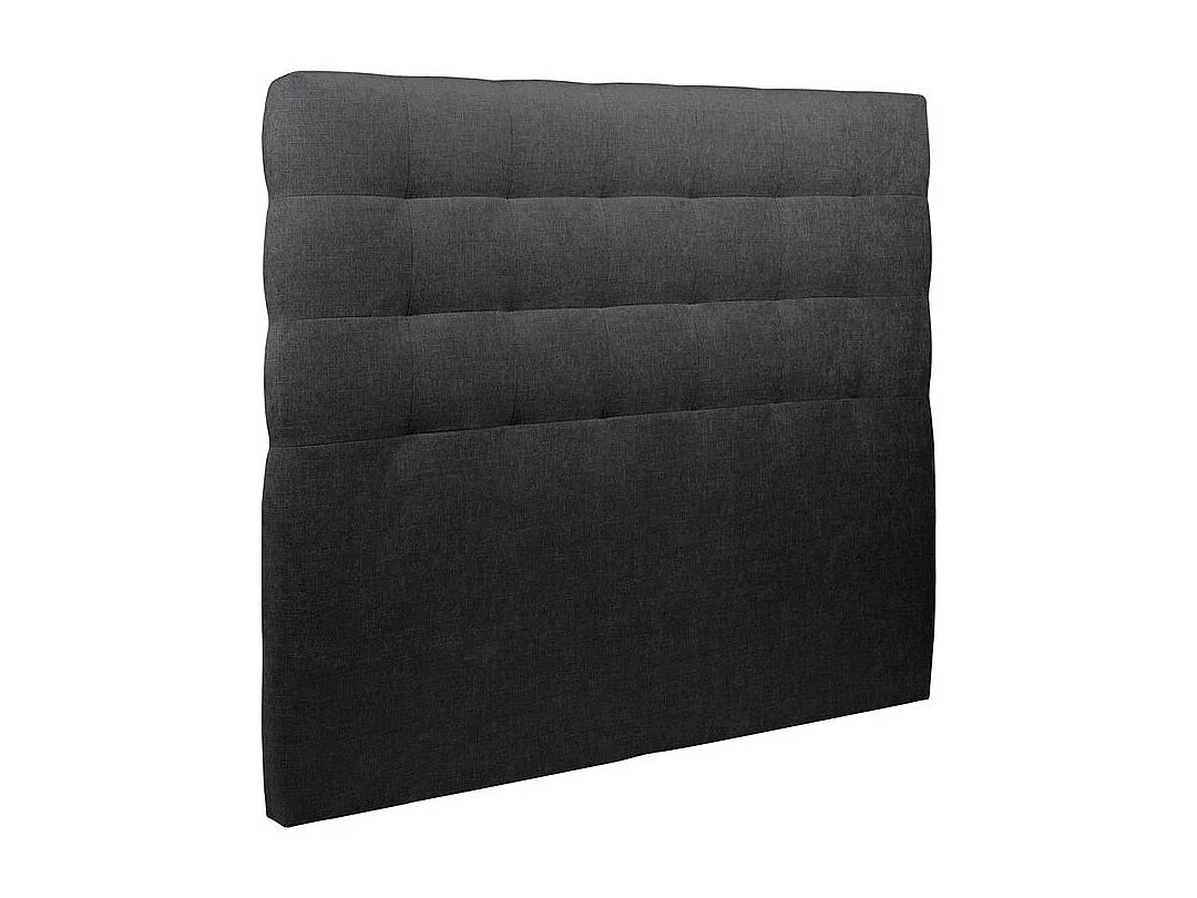 Lit 150x200cm avec tête de lit capitonnée tissu et sommier kit Noir - Hauteur totale : 29cm