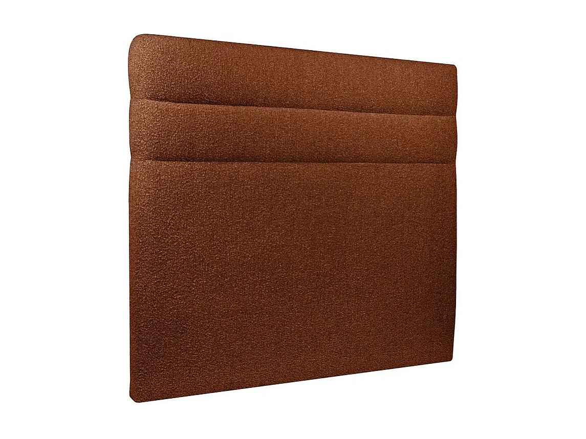 Lit 160x200cm avec tête de lit lignes bouclette et sommier kit Terracotta - Hauteur totale : 29cm