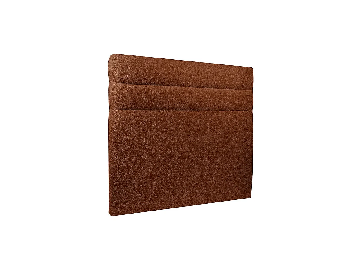 Lit 160x200cm avec tête de lit lignes bouclette et sommier kit Terracotta - Hauteur totale : 29cm