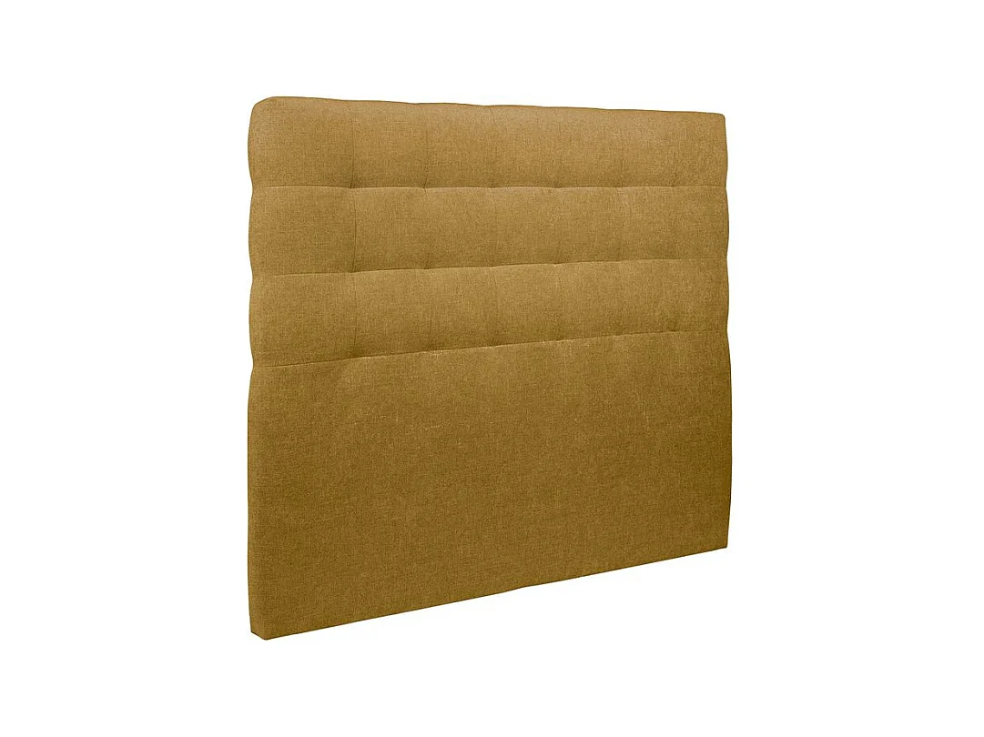 Lit 150x200cm avec tête de lit capitonnée tissu et sommier kit jaune - Hauteur totale : 29cm