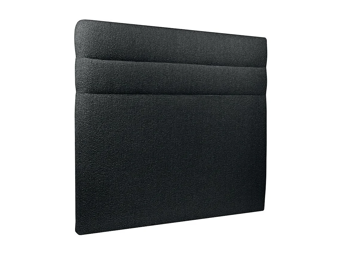Lit 160x200cm avec tête de lit lignes bouclette et sommier kit Noir - Hauteur totale : 29cm