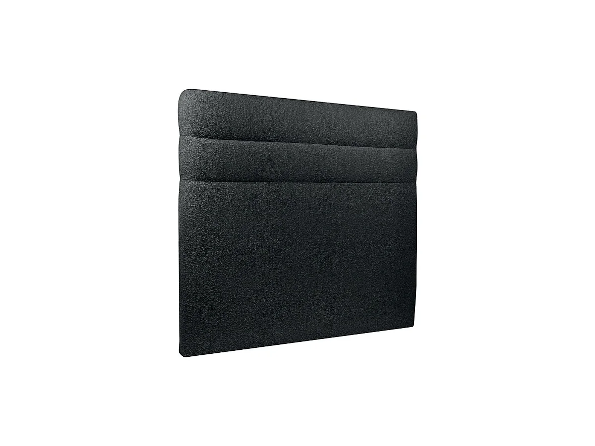 Lit 160x200cm avec tête de lit lignes bouclette et sommier kit Noir - Hauteur totale : 29cm