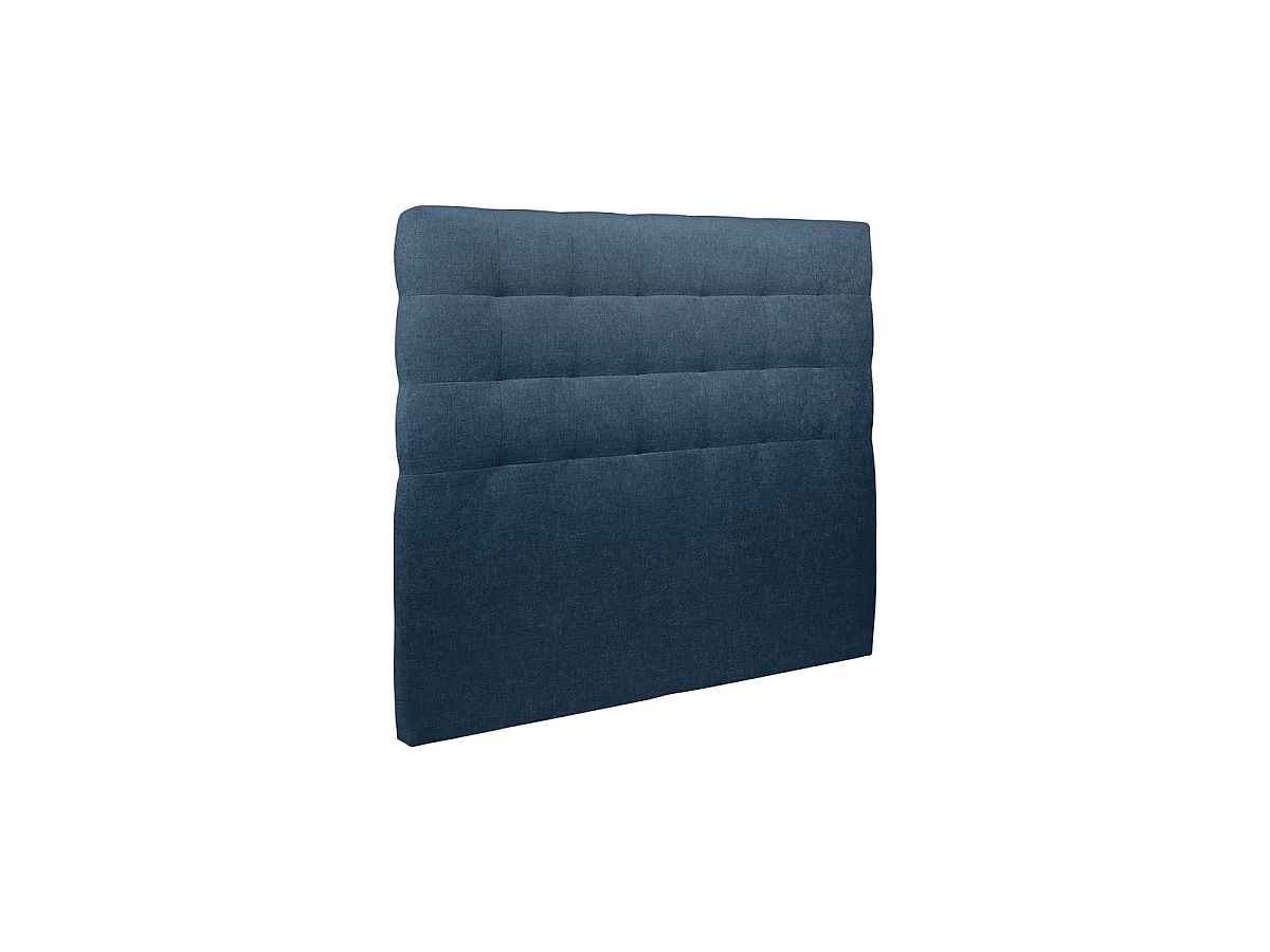 Lit 150x200cm avec tête de lit capitonnée tissu et sommier kit Bleu - Hauteur totale : 29cm