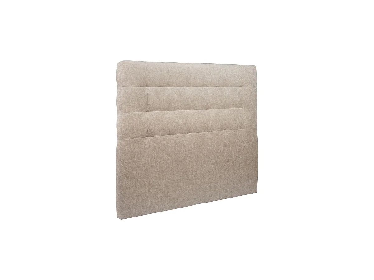 Lit 150x200cm avec tête de lit capitonnée tissu et sommier kit beige brun - Hauteur totale : 29cm