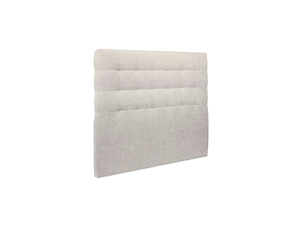 Lit 150x200cm avec tête de lit capitonnée tissu et sommier kit Beige clair - Hauteur totale : 29cm
