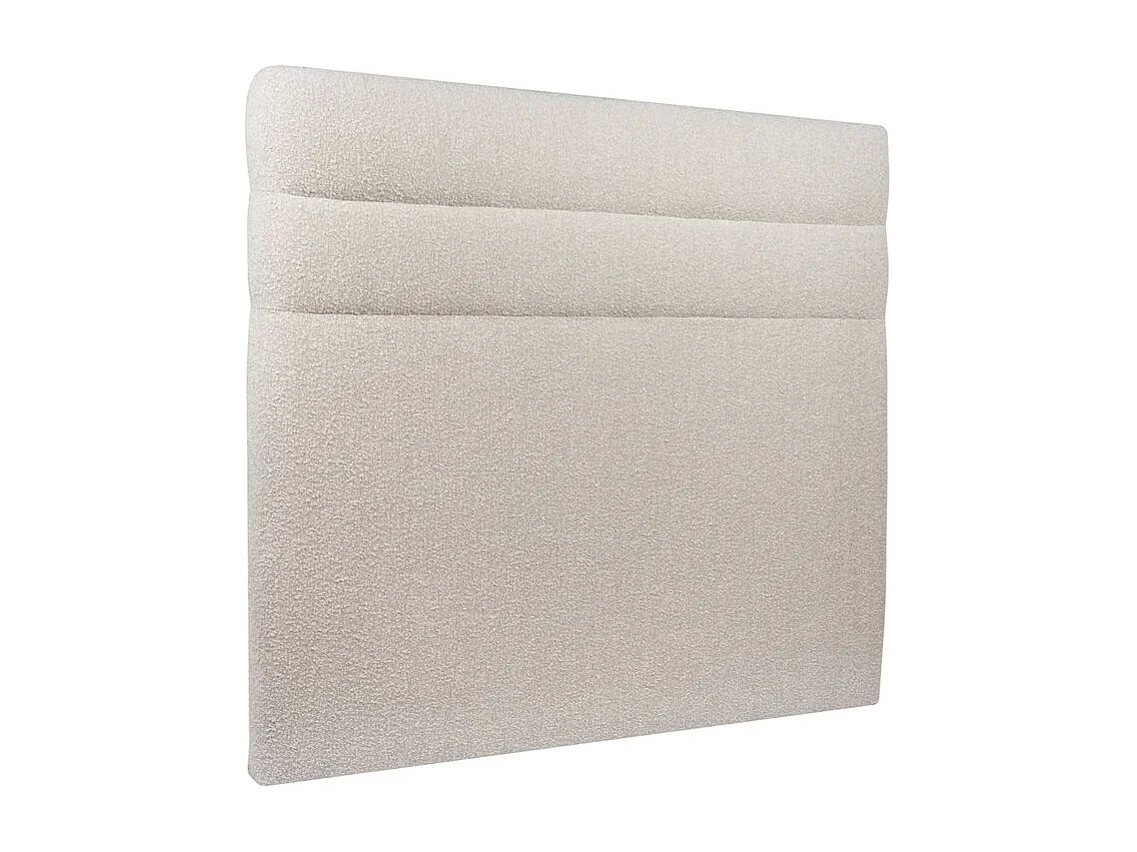 Lit 160x200cm avec tête de lit lignes bouclette et sommier kit Beige - Hauteur totale : 29cm