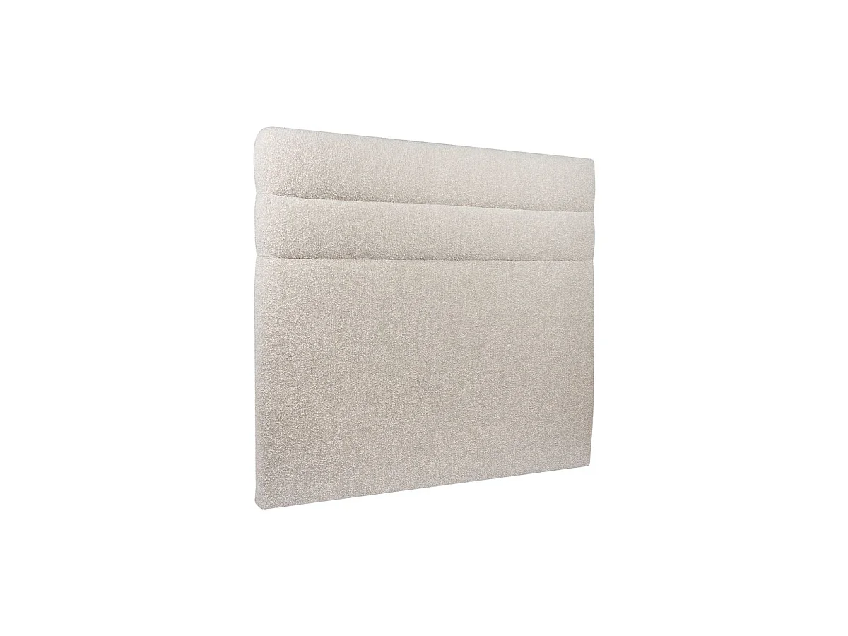 Lit 160x200cm avec tête de lit lignes bouclette et sommier kit Beige - Hauteur totale : 29cm