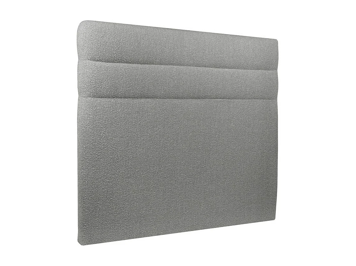 Lit 160x200cm avec tête de lit lignes bouclette et sommier kit Gris - Hauteur totale : 29cm