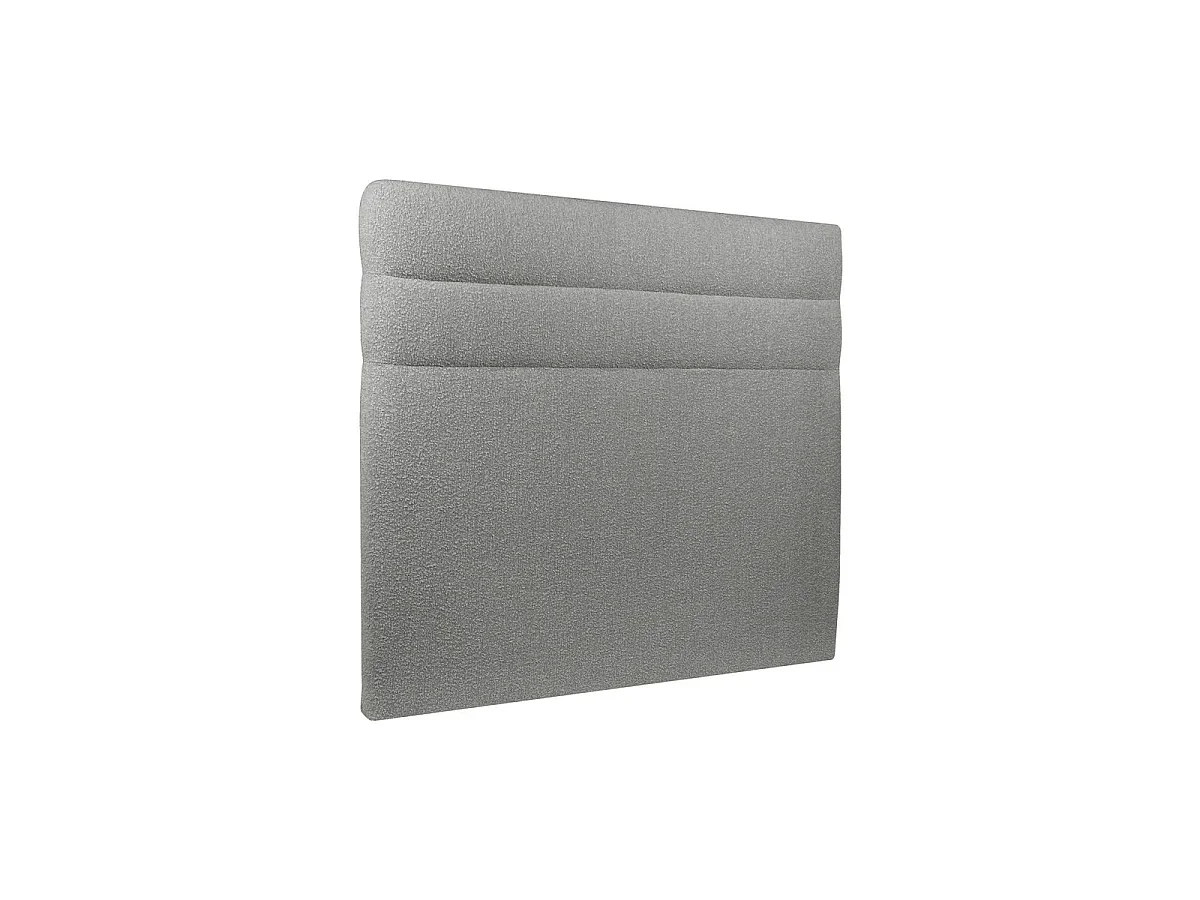 Lit 160x200cm avec tête de lit lignes bouclette et sommier kit Gris - Hauteur totale : 29cm