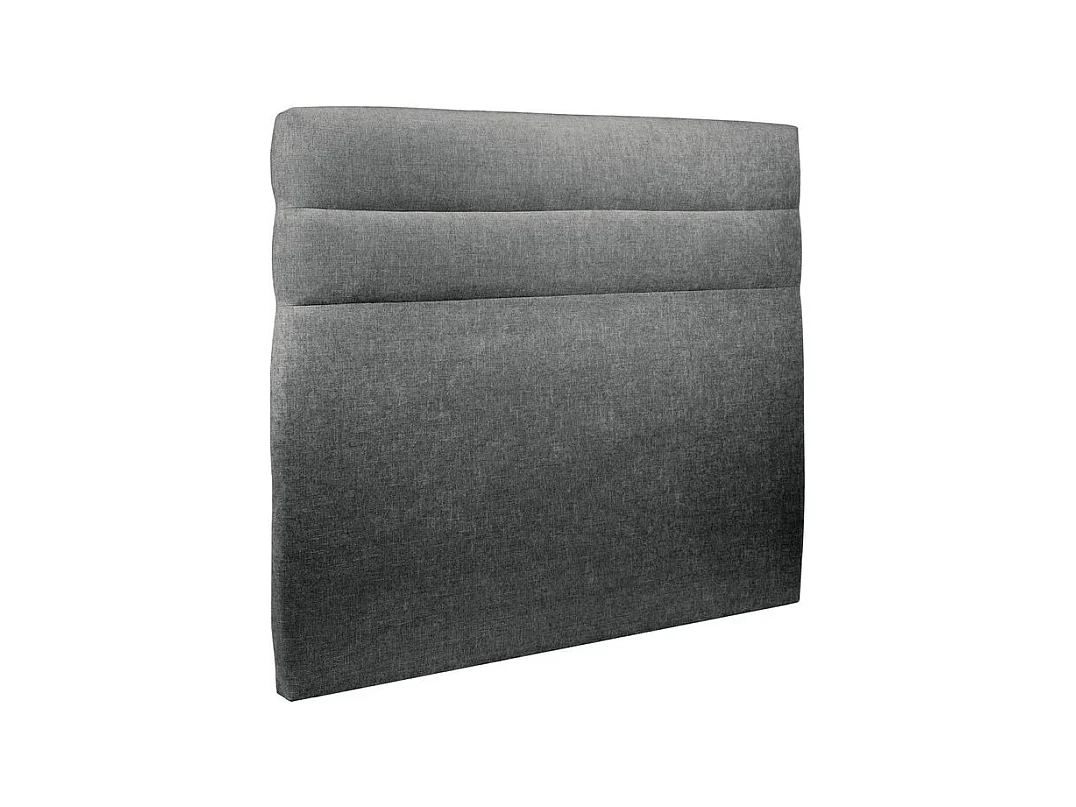 Lit coffre 140x190cm avec tête de lit lignes Tissu Gris anthracite - Hauteur totale : 39cm