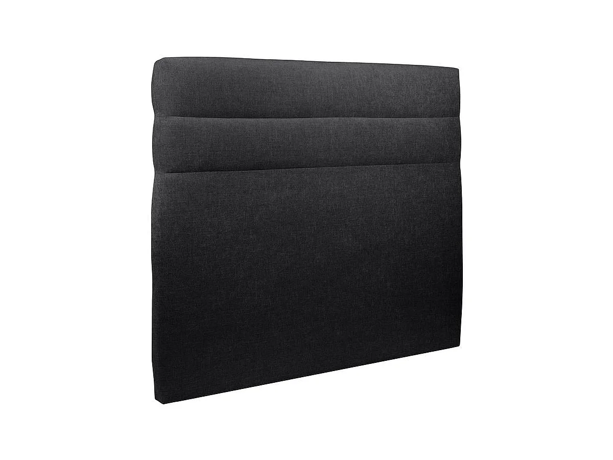 Lit coffre 140x190cm avec tête de lit lignes Tissu Noir - Hauteur totale : 39cm