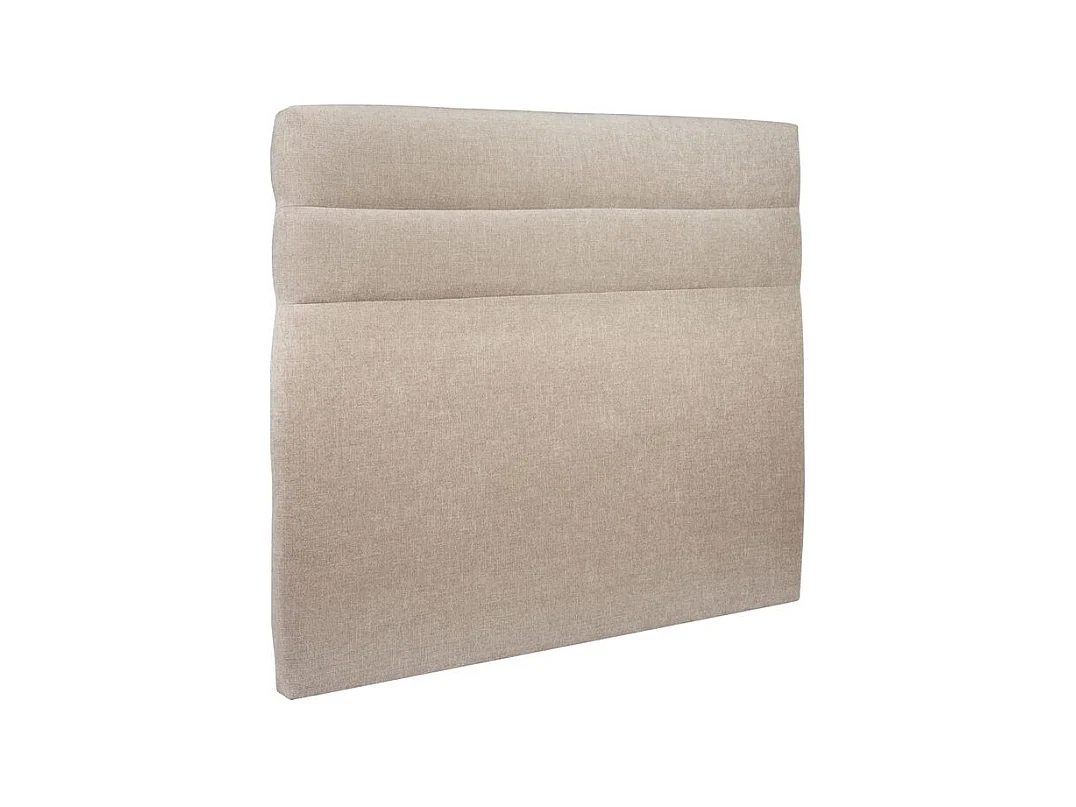 Lit coffre 140x190cm avec tête de lit lignes Tissu Beige brun - Hauteur totale : 39cm