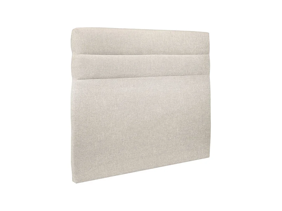 Lit coffre 140x190cm avec tête de lit lignes Tissu Beige clair - Hauteur totale : 39cm