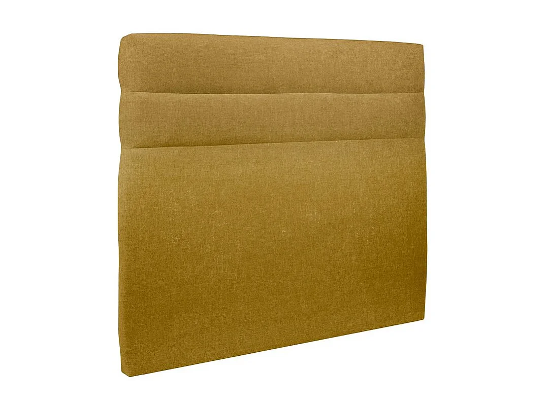 Lit coffre 140x190cm avec tête de lit lignes Tissu Jaune - Hauteur totale : 39cm