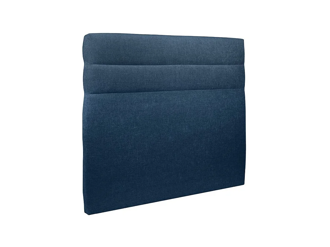 Lit coffre 140x190cm avec tête de lit lignes Tissu Bleu - Hauteur totale : 39cm