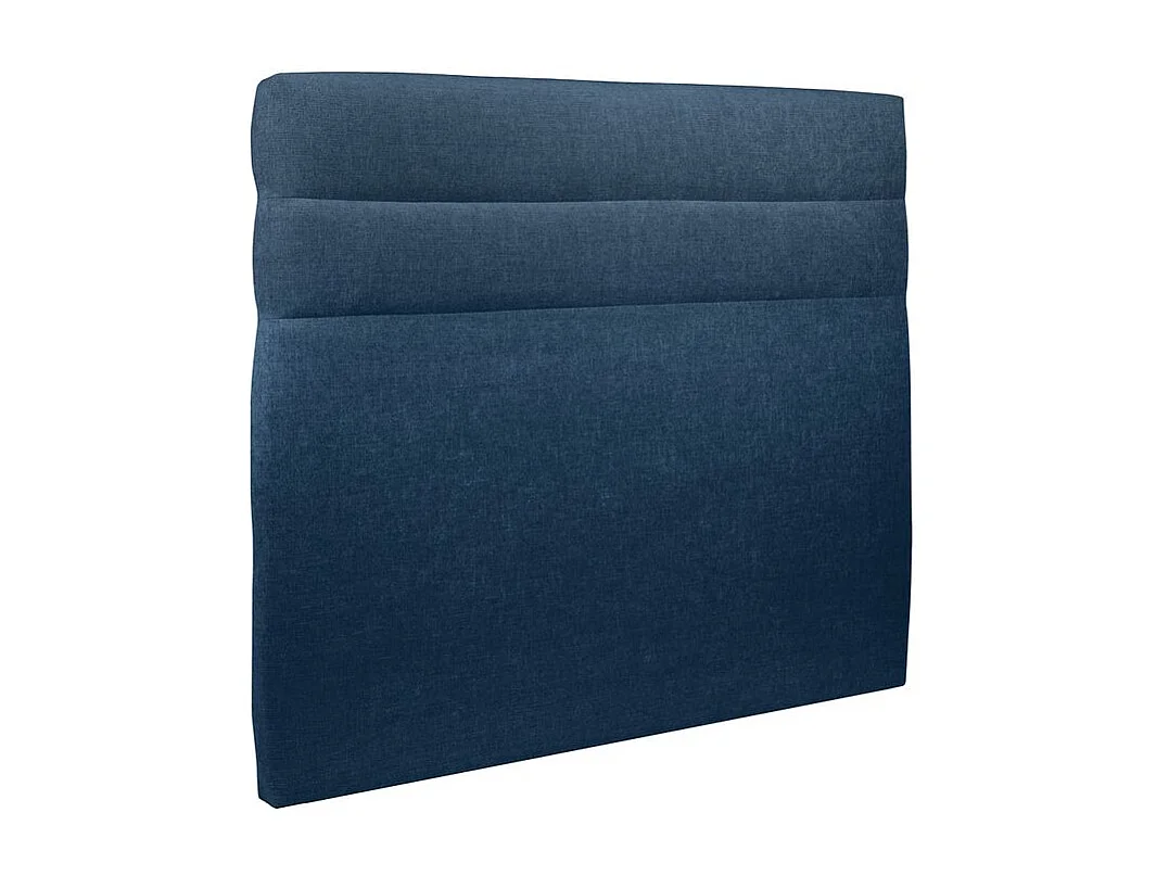 Lit coffre 140x190cm avec tête de lit lignes Tissu Bleu - Hauteur totale : 39cm