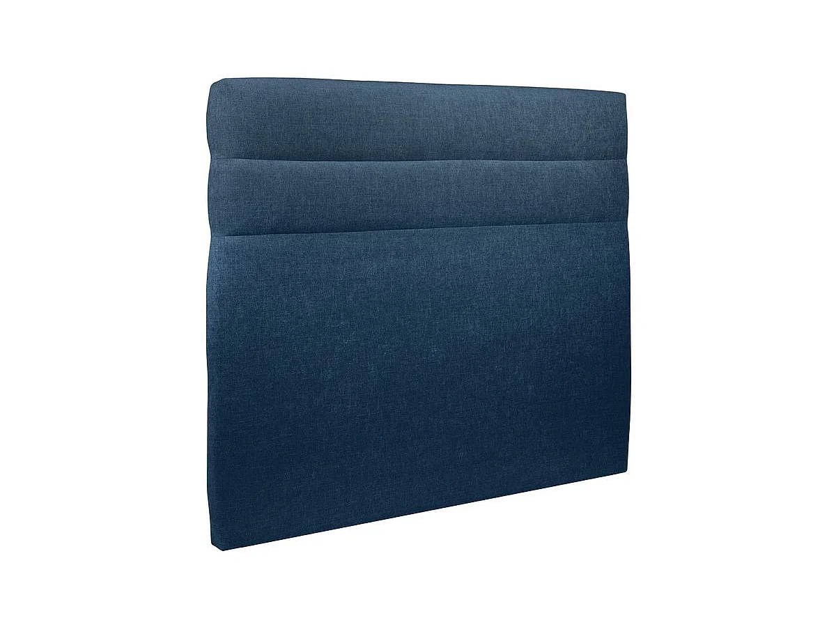 Lit coffre 140x190cm avec tête de lit lignes Tissu Bleu - Hauteur totale : 39cm