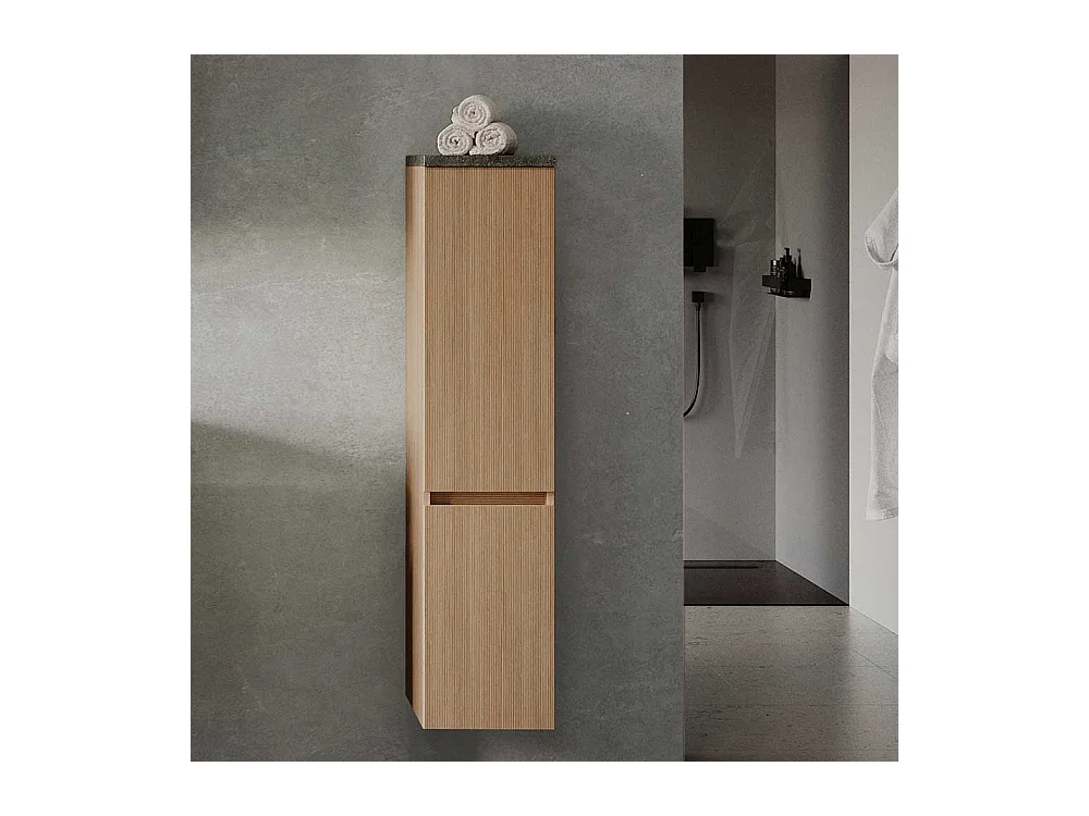 Midischrank Badezimmerhochschrank mit Drehtüren 131 cm hoch