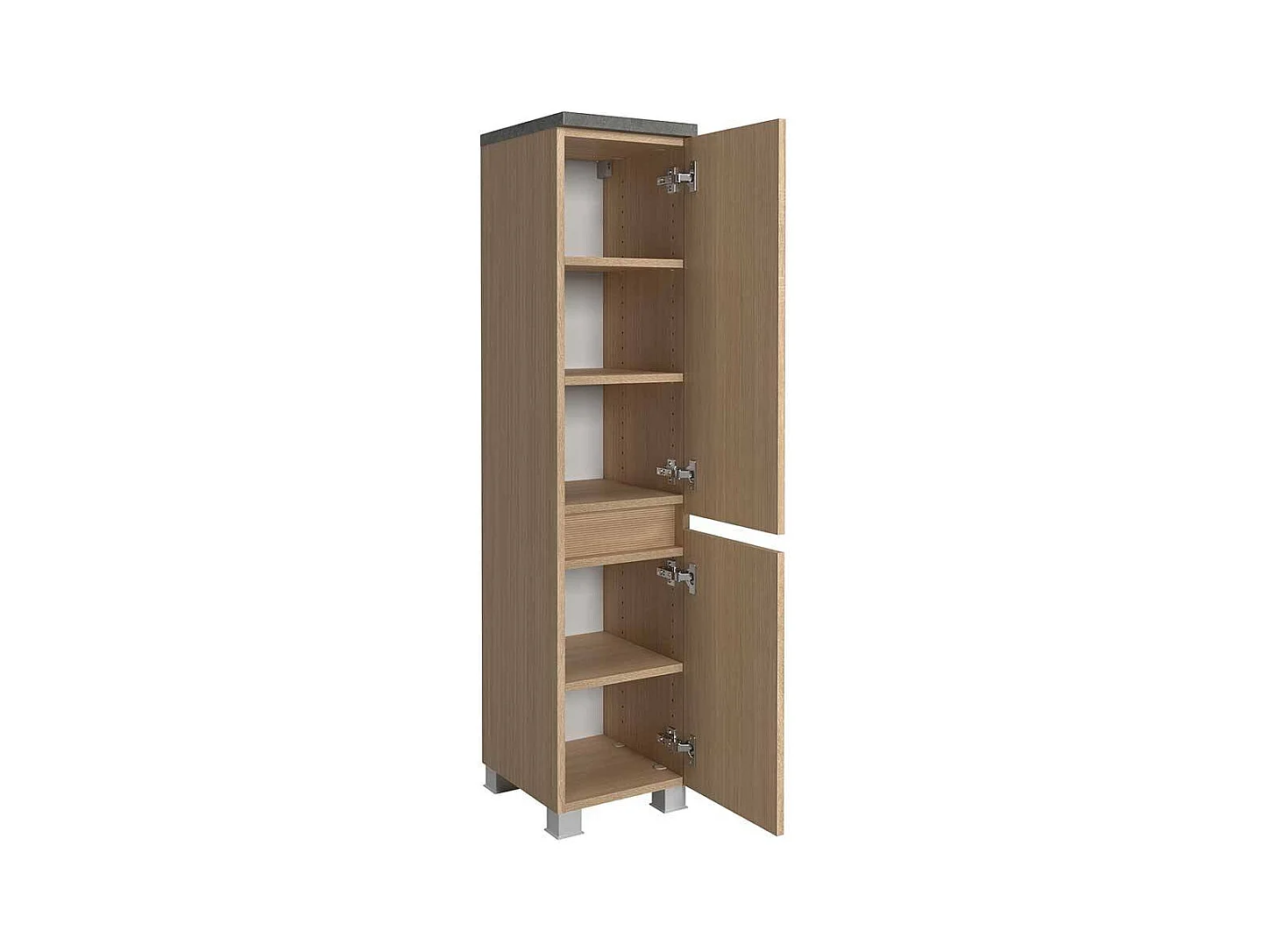 Midischrank Badezimmerhochschrank mit Drehtüren 131 cm hoch