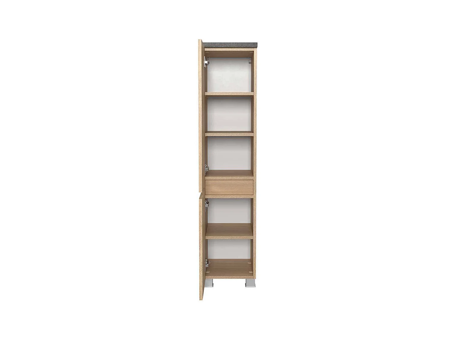 Midischrank Badezimmerhochschrank mit Drehtüren 131 cm hoch