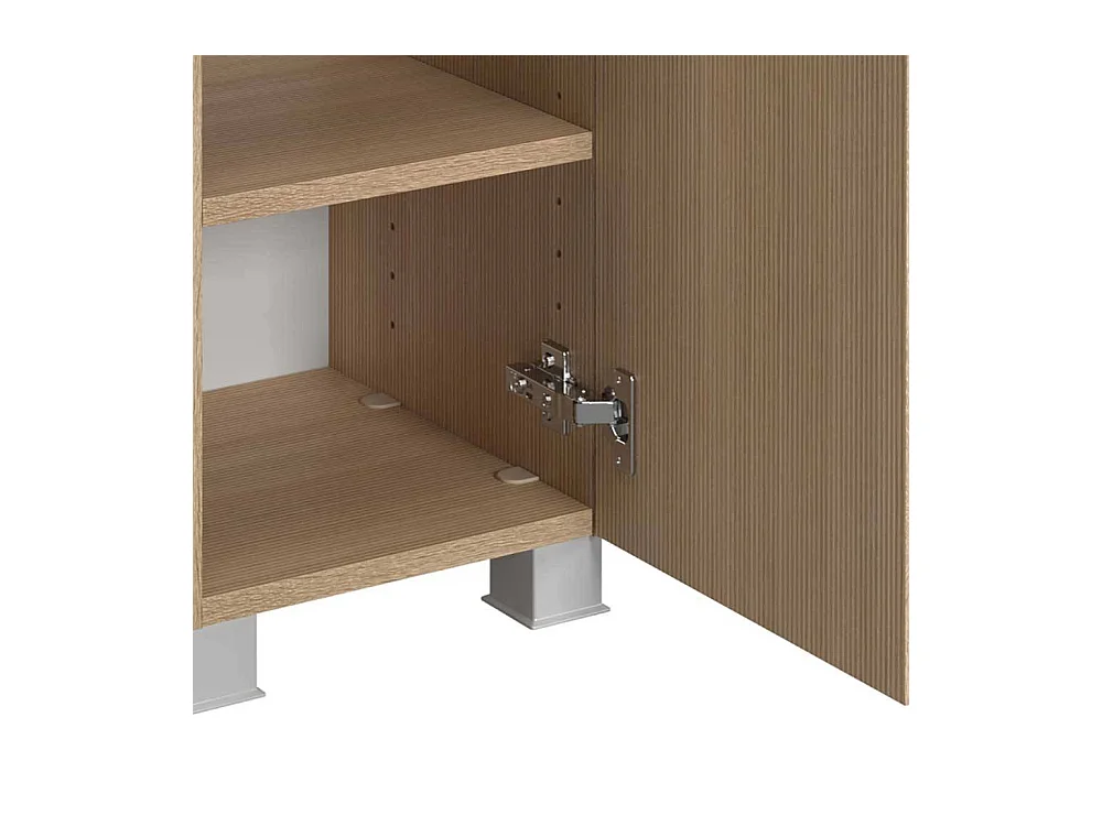 Midischrank Badezimmerhochschrank mit Drehtüren 131 cm hoch