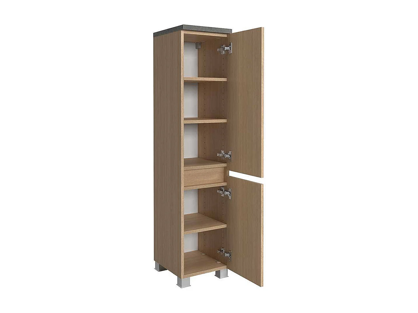 Midischrank Badezimmerhochschrank mit Drehtüren 131 cm hoch