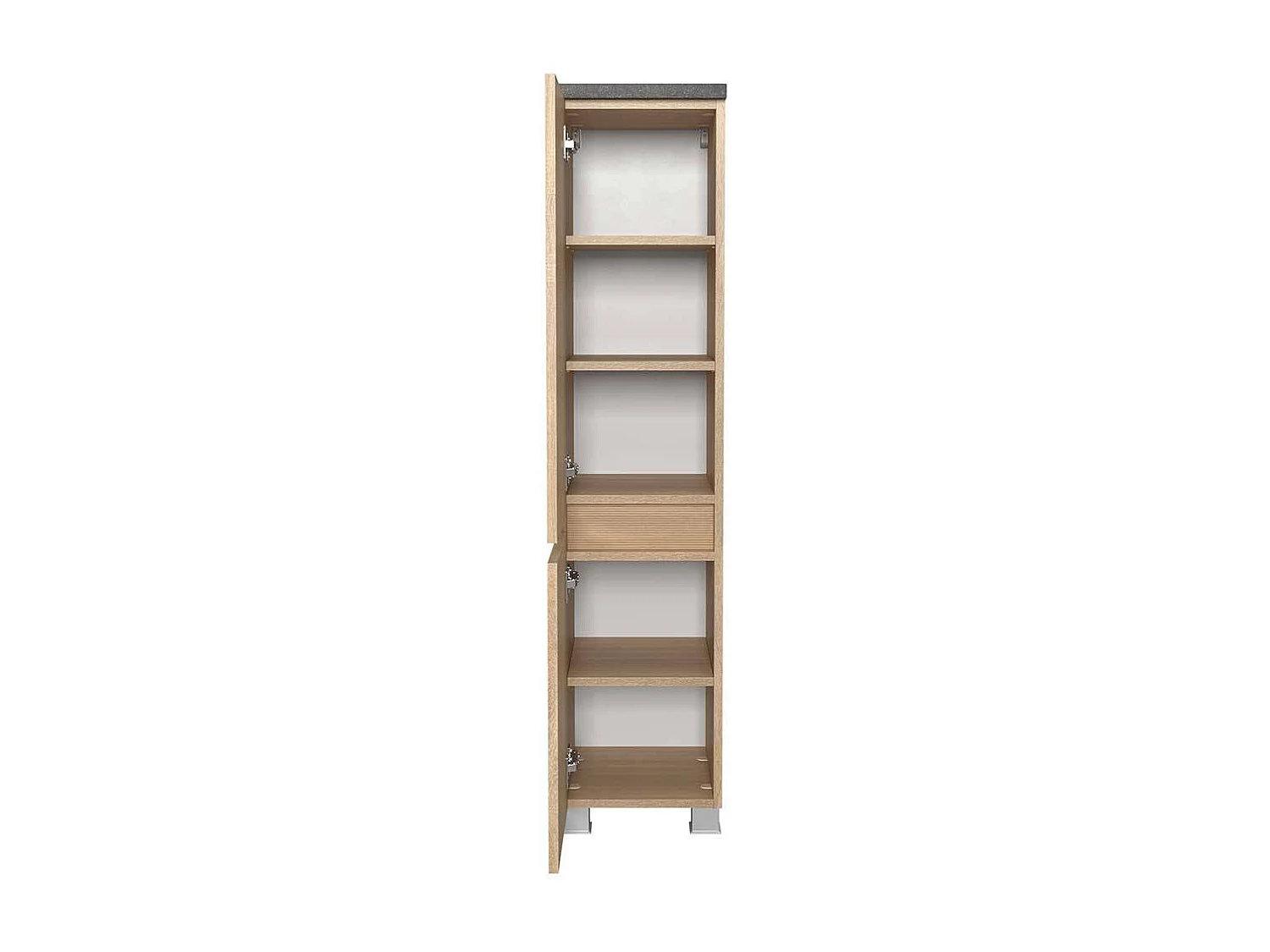 Midischrank Badezimmerhochschrank mit Drehtüren 131 cm hoch