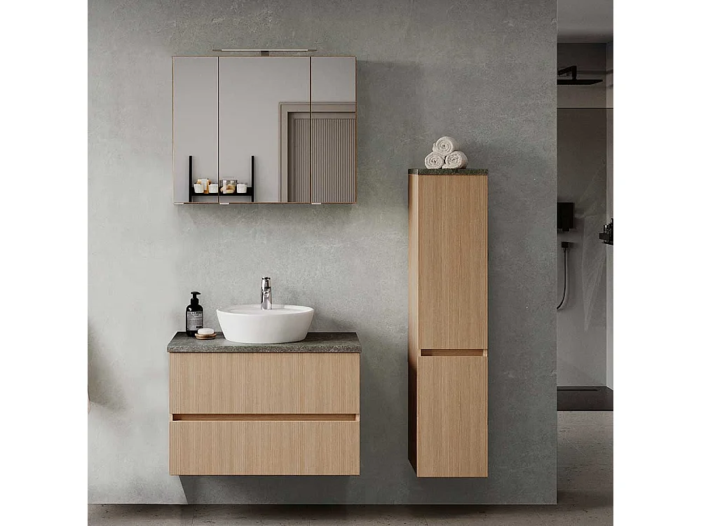 Midischrank Badezimmerhochschrank mit Drehtüren 131 cm hoch