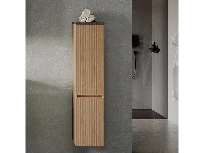 Midischrank Badezimmerhochschrank mit Drehtüren 131 cm hoch