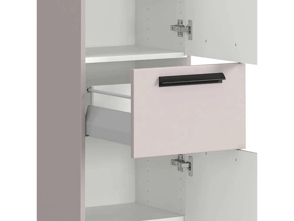 Badschrank Bad Midischrank in Hellgrau mit Metallgriffen