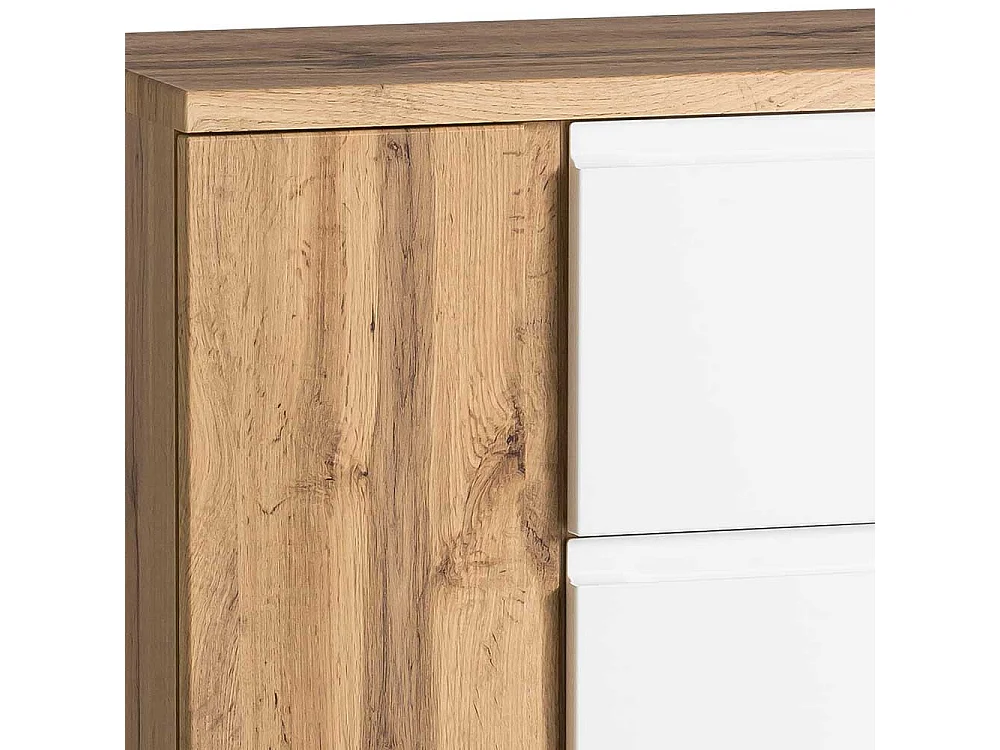 Moderner Bad Unterschrank in Wildeichefarben & Weiß Drehtüren