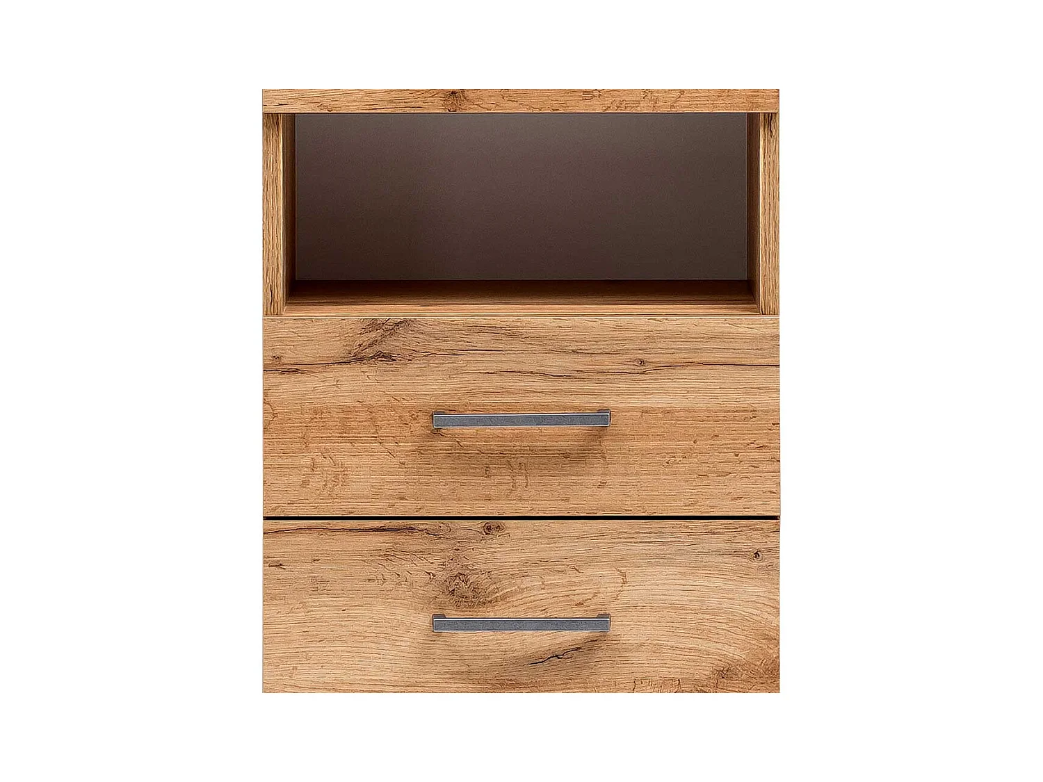 Bad Hochschrank in Eichefarben und Weiß 2 Türen 1 Schublade