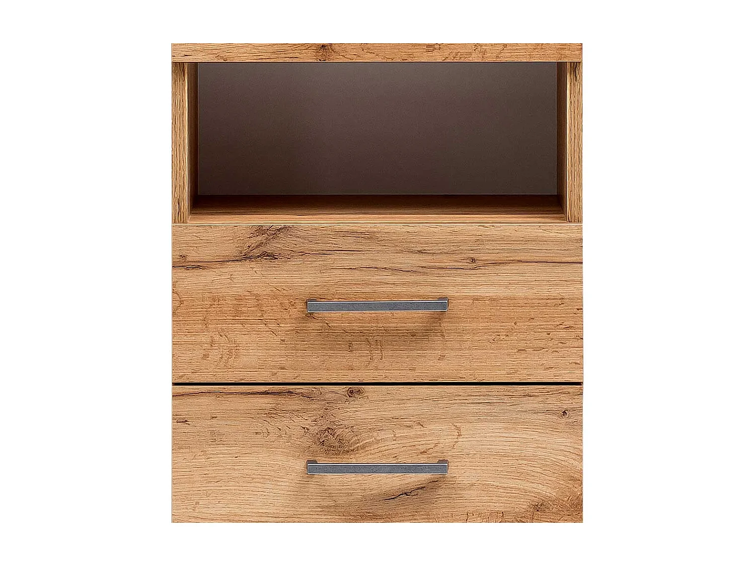 Bad Hochschrank in Eichefarben und Weiß 2 Türen 1 Schublade