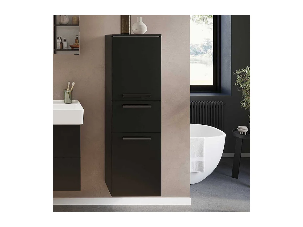 Midischrank Badmidischrank in Schwarz 130 cm hoch