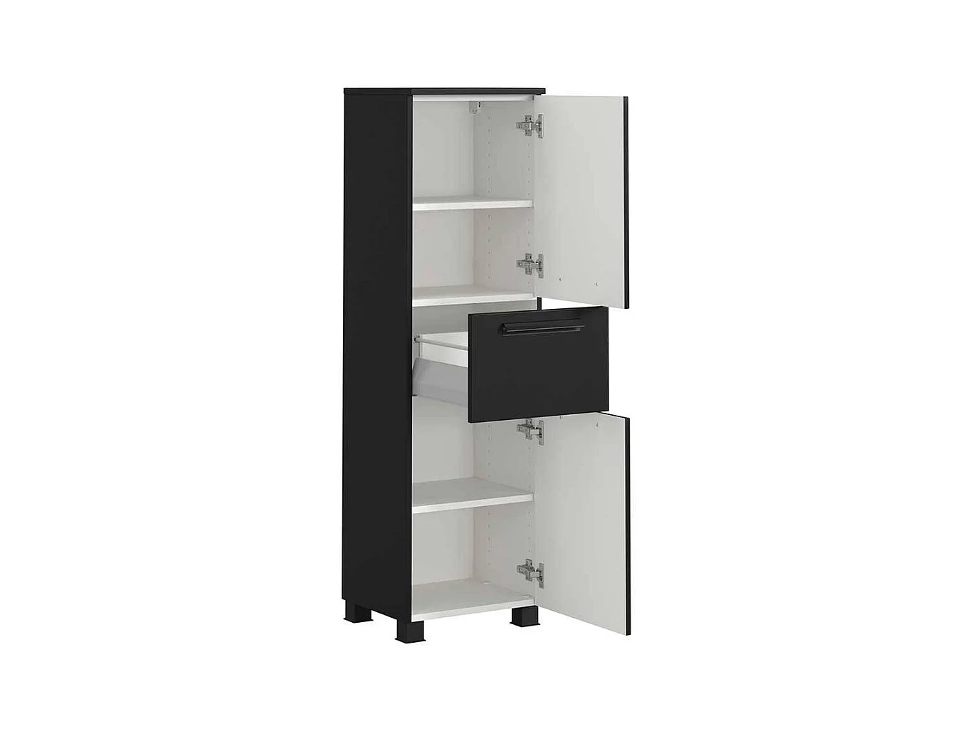 Midischrank Badmidischrank in Schwarz 130 cm hoch