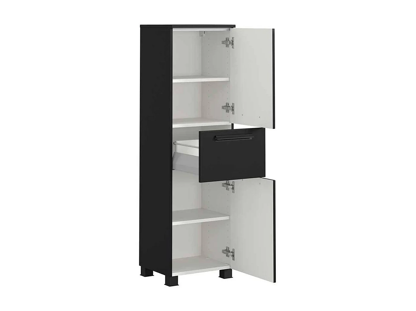 Midischrank Badmidischrank in Schwarz 130 cm hoch