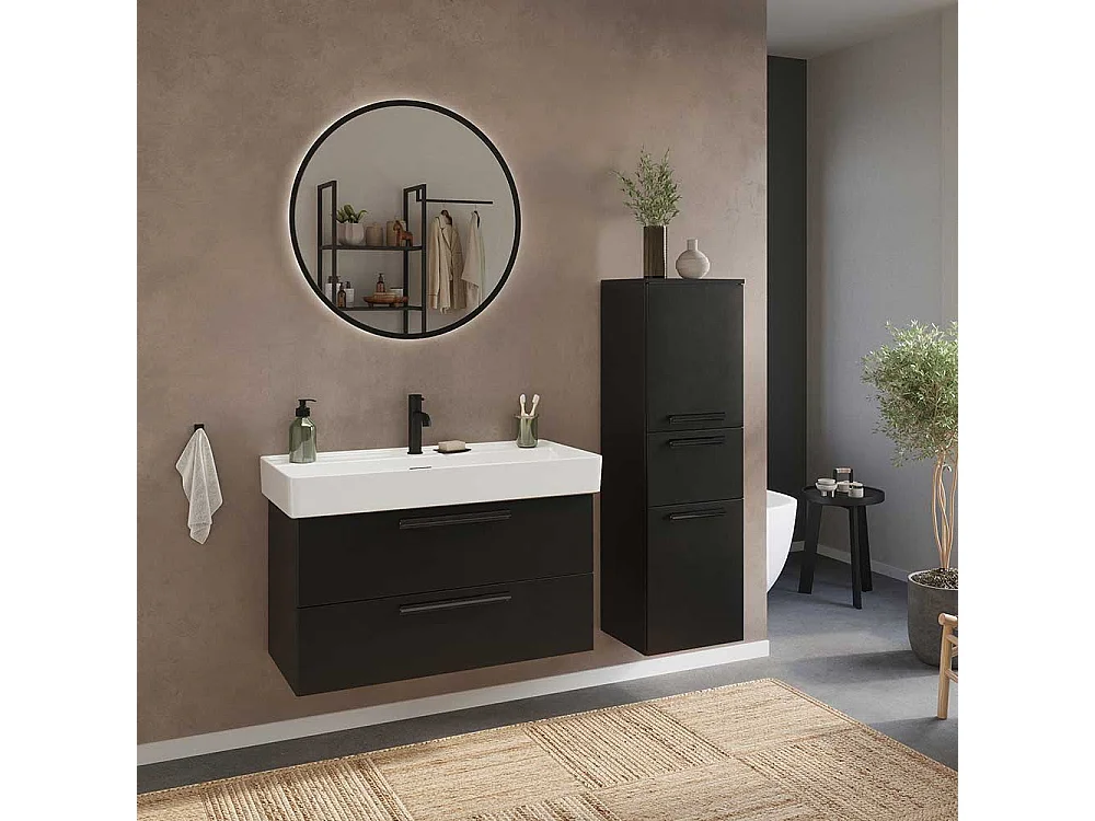 Midischrank Badmidischrank in Schwarz 130 cm hoch