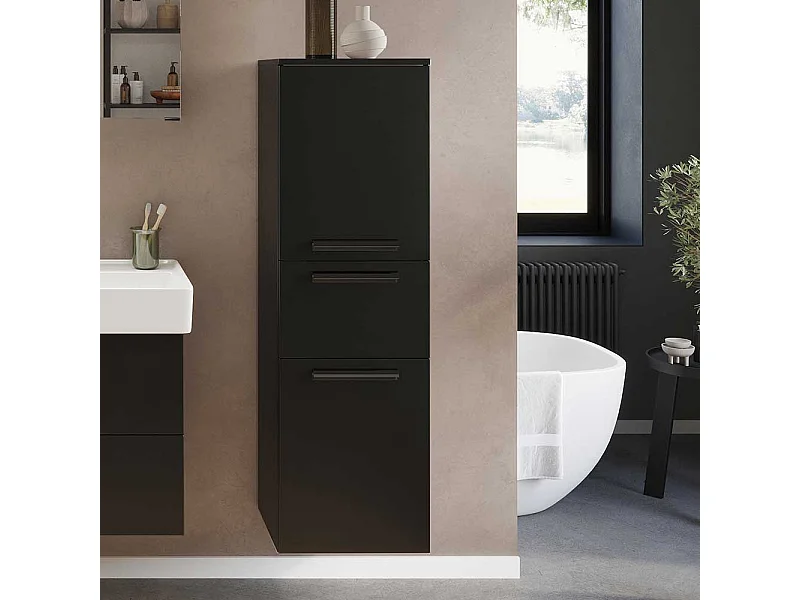 Midischrank Badmidischrank in Schwarz 130 cm hoch