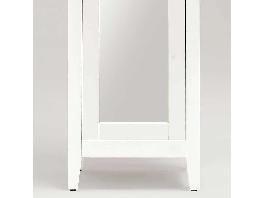 Badezimmer Hochschrank in Weiß lasiert Kiefer massiv Spiegeltür