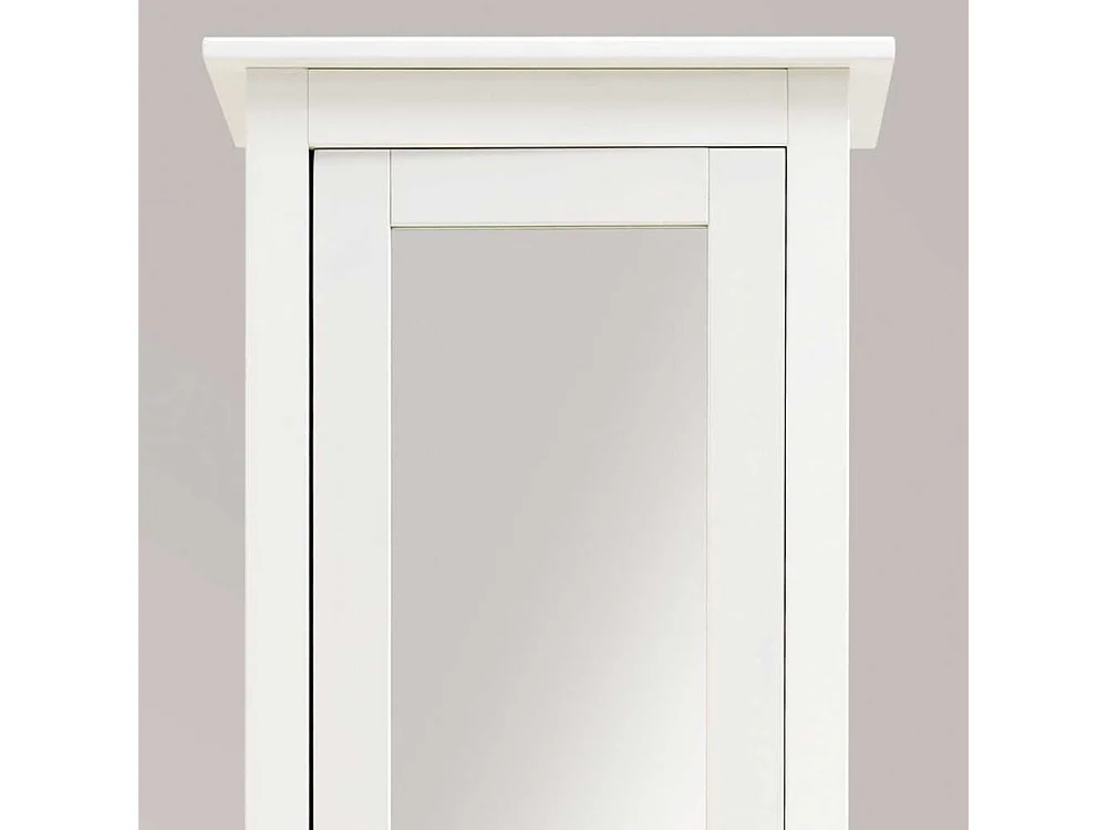 Badezimmer Hochschrank in Weiß lasiert Kiefer massiv Spiegeltür