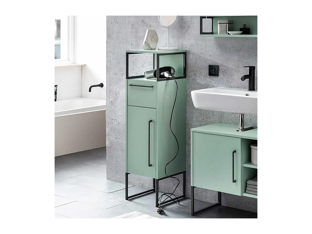 Badmidischrank in Mintgrün und Anthrazit modern