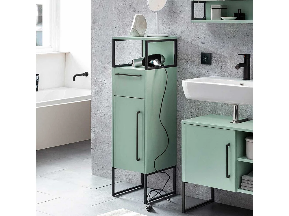 Badmidischrank in Mintgrün und Anthrazit modern
