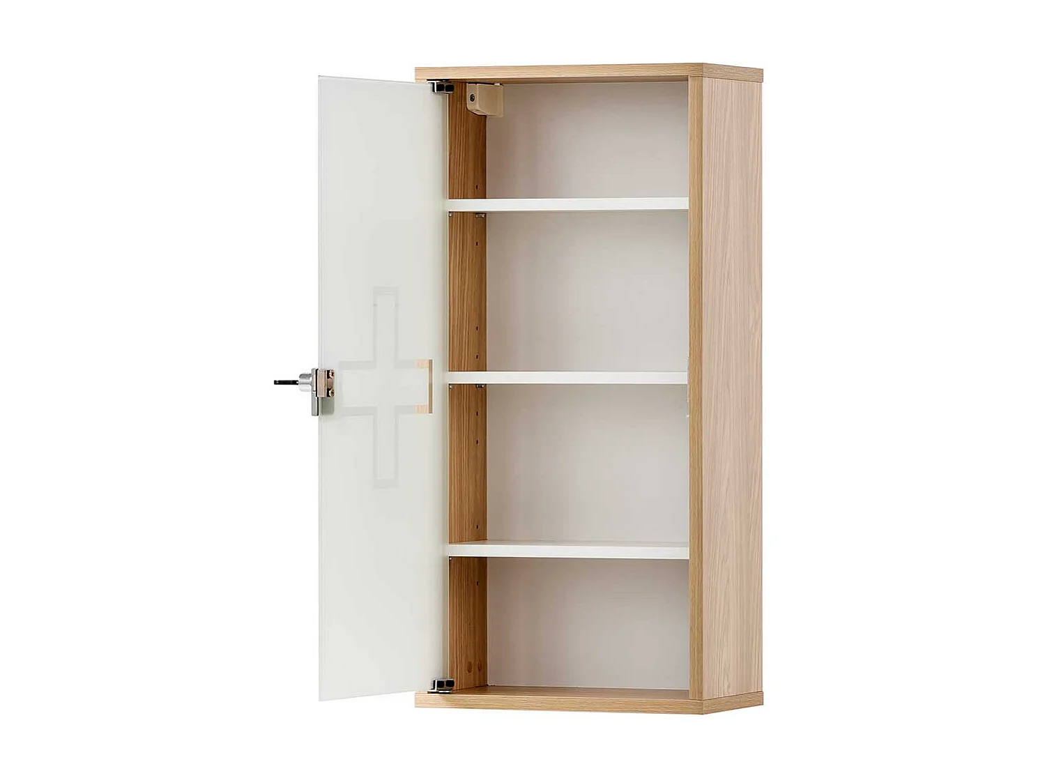 Glastür Medizinschrank in Eiche hell die Wandmontage