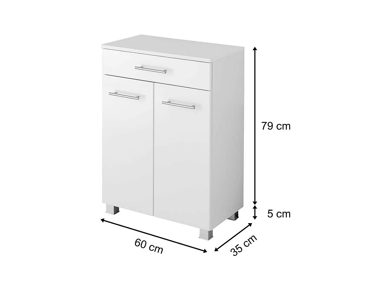 Badkommode in Hochglanz Weiß 60 cm breit