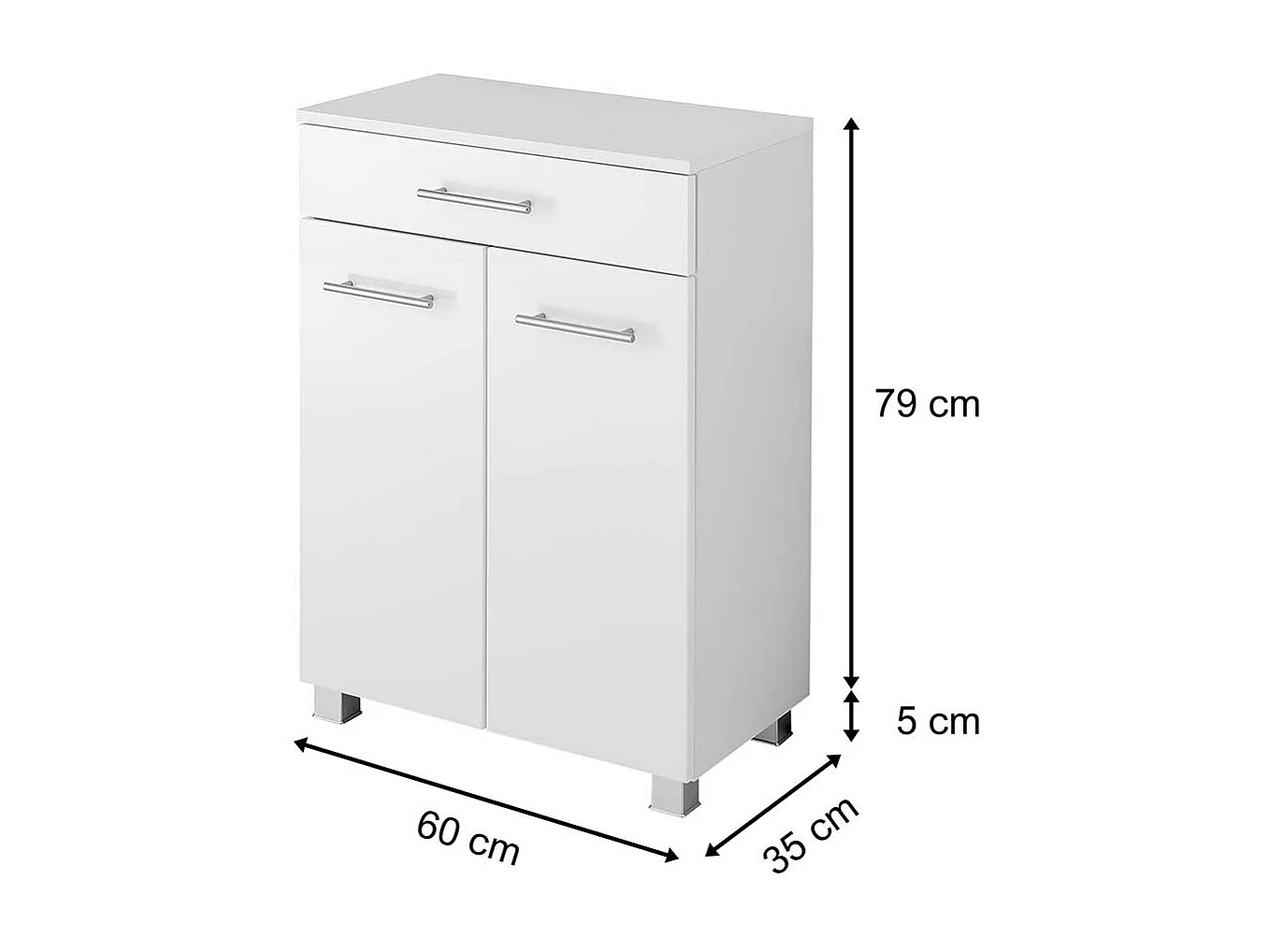 Badkommode in Hochglanz Weiß 60 cm breit