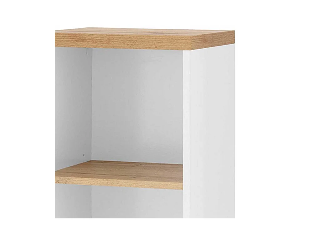 Badseitenschrank Badschrank in Weiß und Wildeichefarben